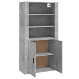 Highboard Concrete Grey Engineered Wood - Rear View