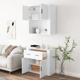 Highboard White Engineered Wood - 45-Degree Angle