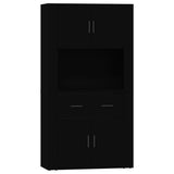Highboard Black Engineered Wood - Front View
