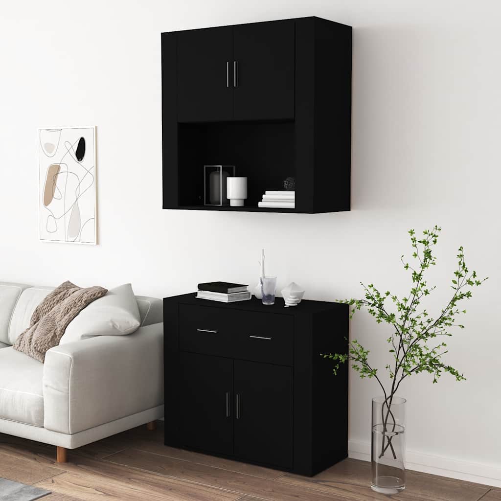 Highboard Black Engineered Wood