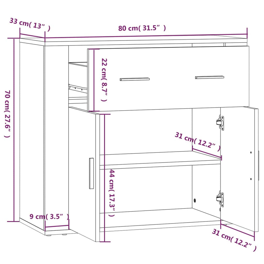 Highboard Grey Sonoma Engineered Wood