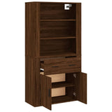 Highboard Brown Oak Engineered Wood - Rear View