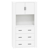 Highboard White Engineered Wood - Front View