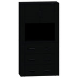 Highboard Black Engineered Wood - Front View