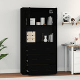 Highboard Black Engineered Wood - Side View