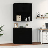 Highboard Black Engineered Wood - Top-Down View
