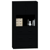 Highboard Black Engineered Wood - Rear View