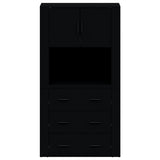 Highboard Black Engineered Wood - Low Angle