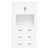 Highboard High Gloss White Engineered Wood - Front View