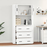 Highboard High Gloss White Engineered Wood - Side View