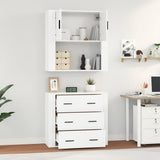 Highboard High Gloss White Engineered Wood - 45-Degree Angle