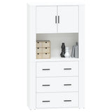 Highboard High Gloss White Engineered Wood - Rear View