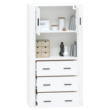 Highboard High Gloss White Engineered Wood - Close-Up Angle