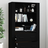 Highboard Black Engineered Wood - Top-Down View