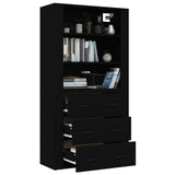 Highboard Black Engineered Wood - 45-Degree Angle