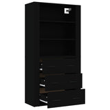 Highboard Black Engineered Wood - Rear View