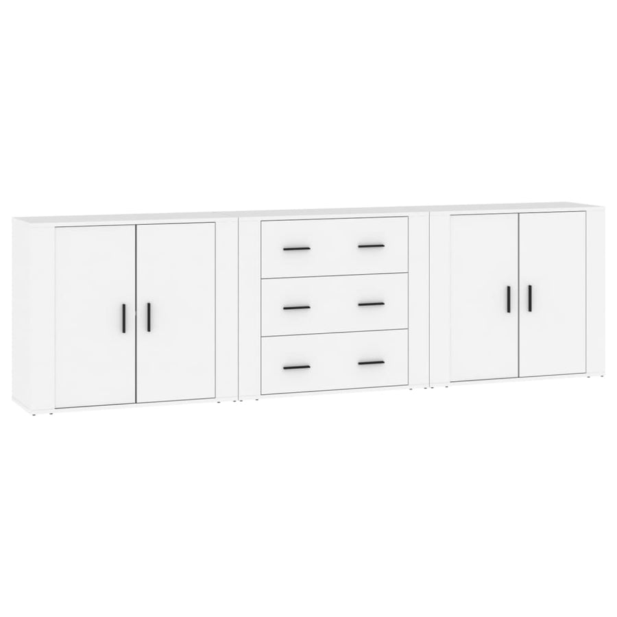 Sideboards 3 pcs White Engineered Wood