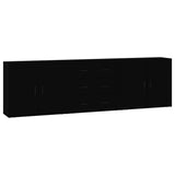 Sideboards 3 pcs Black Engineered Wood