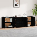 Sideboards 3 pcs Black Engineered Wood