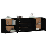 Sideboards 3 pcs Black Engineered Wood - Top-Down View