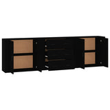 Sideboards 3 pcs Black Engineered Wood