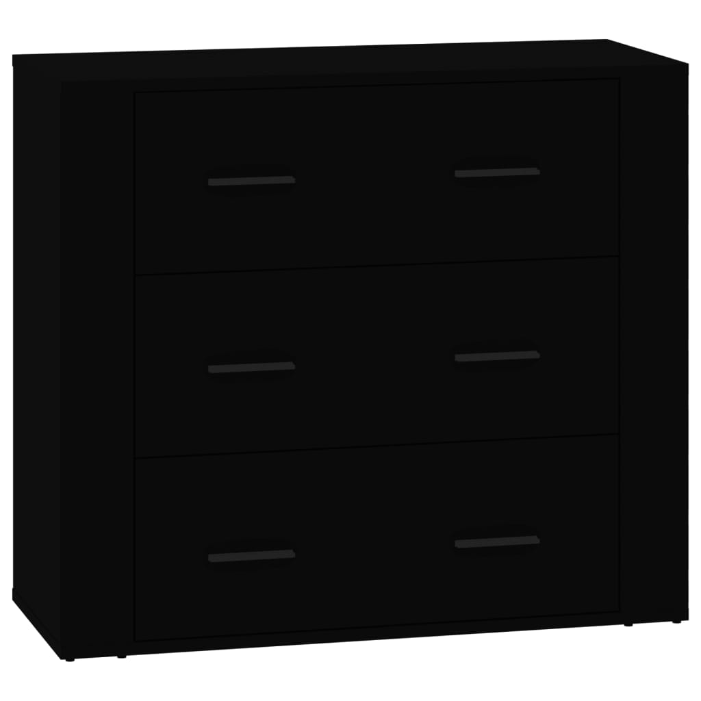 Sideboards 3 pcs Black Engineered Wood
