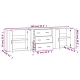Sideboards 3 pcs Black Engineered Wood - Extra Image