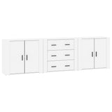 Sideboards 3 pcs High Gloss White Engineered Wood
