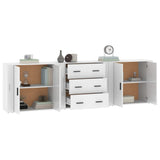 Sideboards 3 pcs High Gloss White Engineered Wood