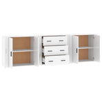Sideboards 3 pcs High Gloss White Engineered Wood