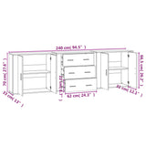 Sideboards 3 pcs High Gloss White Engineered Wood