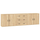 Sideboards 3 pcs Sonoma Oak Engineered Wood - Front View