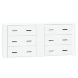 Sideboards 2 pcs White Engineered Wood - Front View