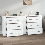 Sideboards 2 pcs White Engineered Wood - Side View