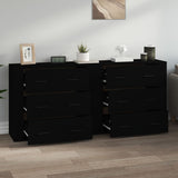 Sideboards 2 pcs Black Engineered Wood - Side View