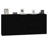 Sideboards 2 pcs Black Engineered Wood - Top-Down View