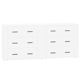 Sideboards 2 pcs High Gloss White Engineered Wood - Front View
