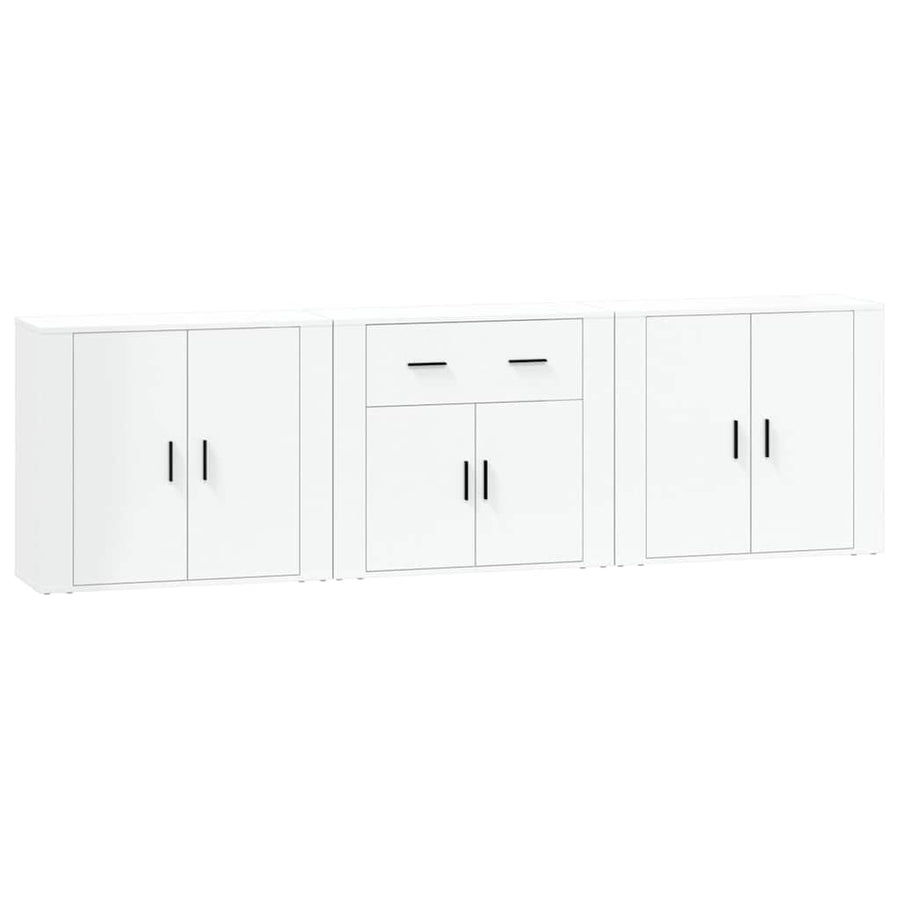 Sideboards 3 pcs White Engineered Wood
