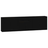 Sideboards 3 pcs Black Engineered Wood - Front View