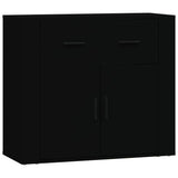 Sideboards 3 pcs Black Engineered Wood - Rear View
