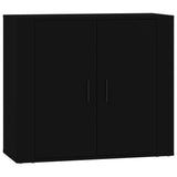 Sideboards 3 pcs Black Engineered Wood - Close-Up Angle