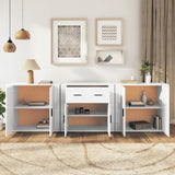 Sideboards 3 pcs High Gloss White Engineered Wood - Side View