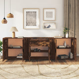 Sideboards 3 pcs Smoked Oak Engineered Wood - Side View