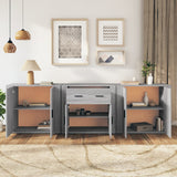 Sideboards 3 pcs Grey Sonoma Engineered Wood - Side View