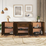 Sideboards 3 pcs Brown Oak Engineered Wood - Side View