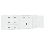Sideboards 3 pcs White Engineered Wood - Front View