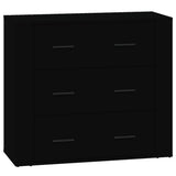 Sideboards 3 pcs Black Engineered Wood - Close-Up Angle