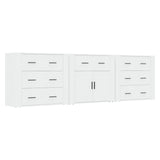 Sideboards 3 pcs High Gloss White Engineered Wood - Front View