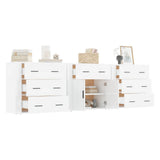 Sideboards 3 pcs High Gloss White Engineered Wood