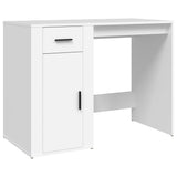 Desk with Cabinet White Engineered Wood - 45-Degree Angle